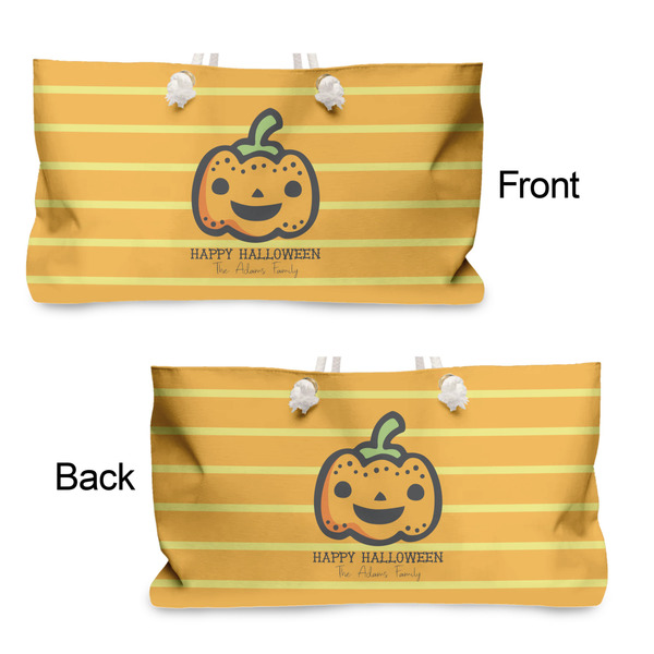 Halloween Pumpkin Large Rope Tote - From & Back View