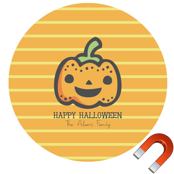 Custom Halloween Pumpkin Round Car Magnet - 6" (Personalized)