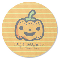 Halloween Pumpkin Round Rubber Backed Coaster (Personalized)