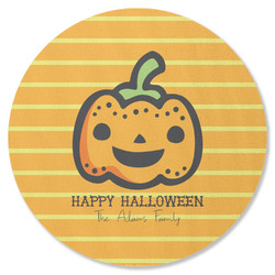 Halloween Pumpkin Round Rubber Backed Coaster (Personalized)