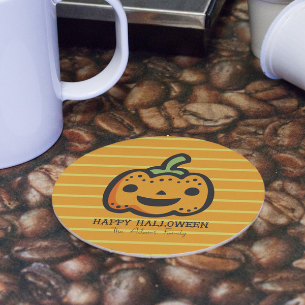 Halloween Pumpkin Round Paper Coaster - Front