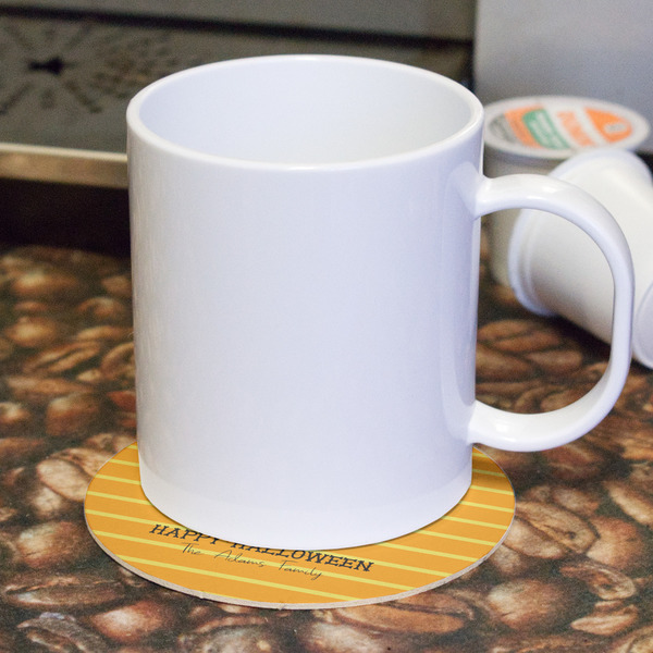 Halloween Pumpkin Round Paper Coaster - With Mug
