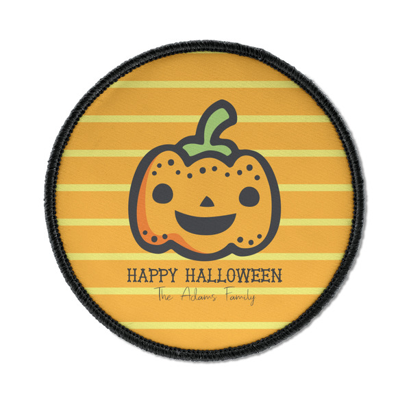 Custom Halloween Pumpkin Iron On Round Patch w/ Name or Text