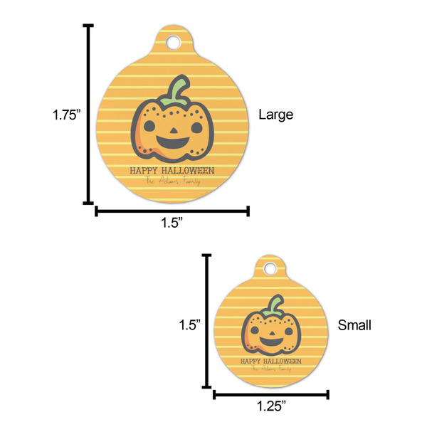 Halloween Pumpkin Round Pet ID Tag - Large - Comparison Scale