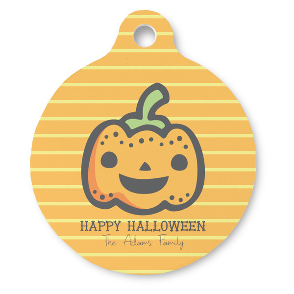 Custom Halloween Pumpkin Round Pet ID Tag - Large (Personalized)
