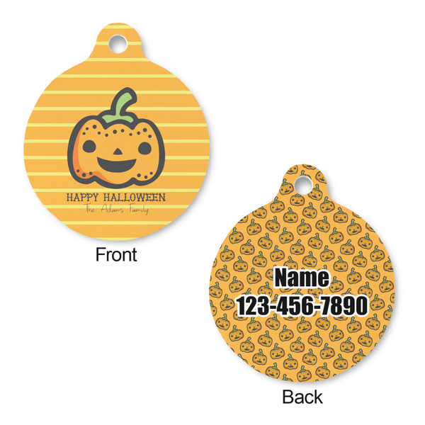 Halloween Pumpkin Round Pet Tag - Front & Back