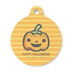 Halloween Pumpkin Round Pet ID Tag - Small (Personalized)