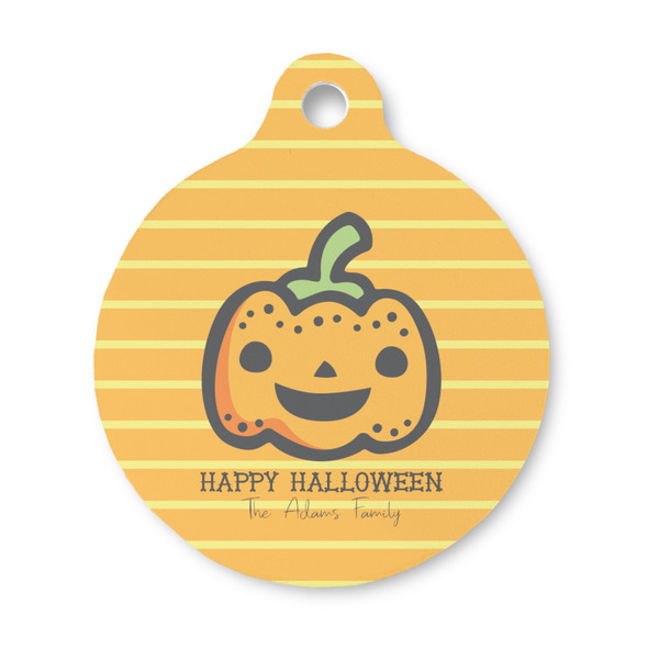 Custom Halloween Pumpkin Round Pet ID Tag - Small (Personalized)