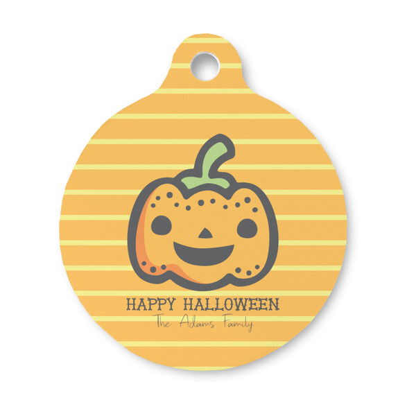 Custom Halloween Pumpkin Round Pet ID Tag - Small (Personalized)