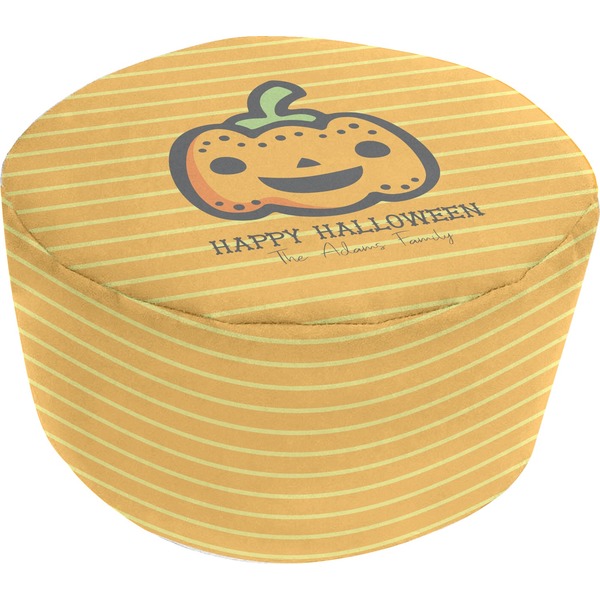 Custom Halloween Pumpkin Round Pouf Ottoman (Personalized)
