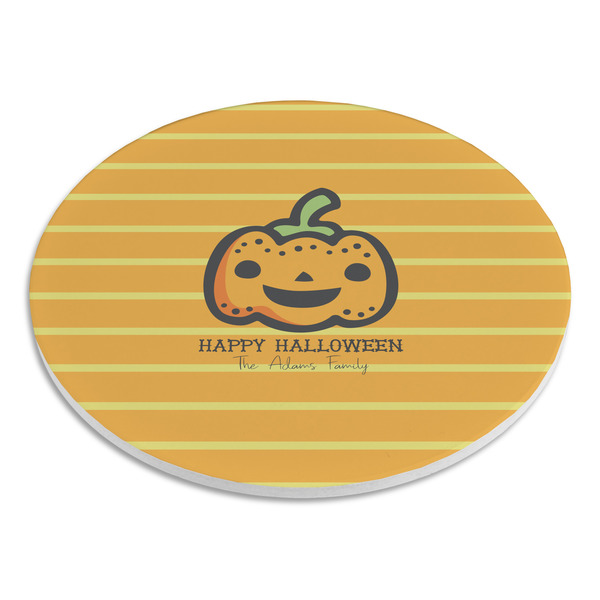 Halloween Pumpkin Round Stone Trivet - Angle View