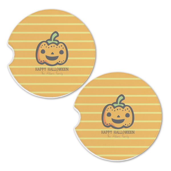 Halloween Pumpkin Sandstone Car Coasters - Set of 2