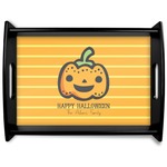 Halloween Pumpkin Black Wooden Tray - Large (Personalized)
