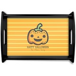 Halloween Pumpkin Black Wooden Tray - Small (Personalized)