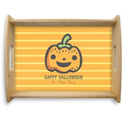 Halloween Pumpkin Natural Wooden Tray - Large (Personalized)