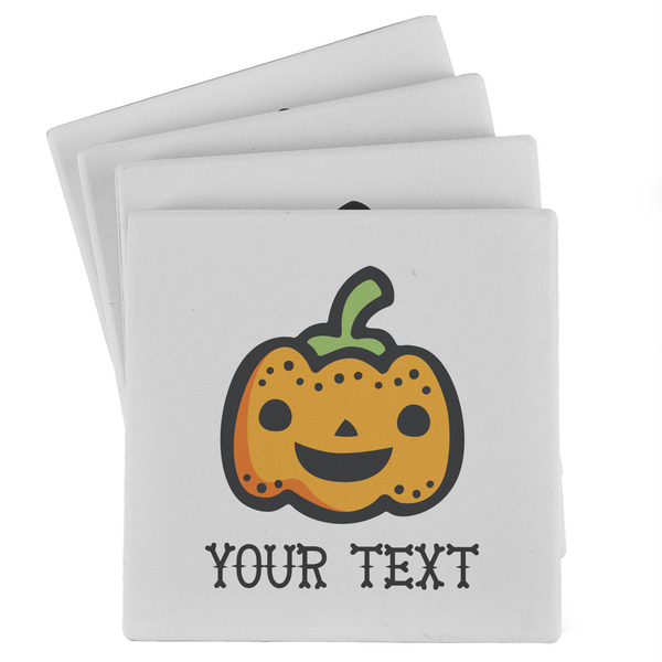 Custom Halloween Pumpkin Absorbent Stone Coasters - Set of 4 (Personalized)