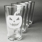 Halloween Pumpkin Pint Glasses - Engraved (Set of 4) (Personalized)