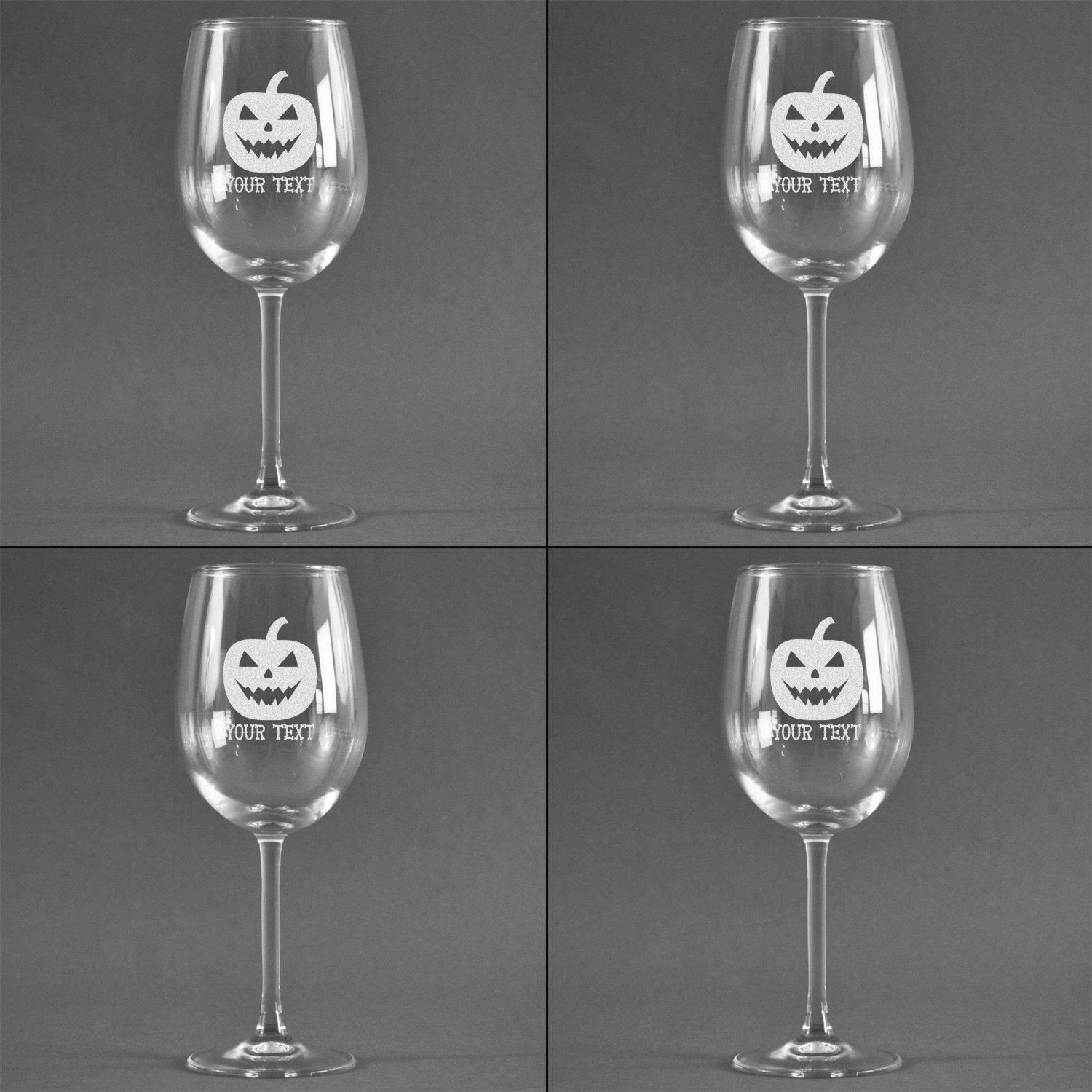 Halloween Pumpkin Wine Glasses (Set of 4) (Personalized) - YouCustomizeIt
