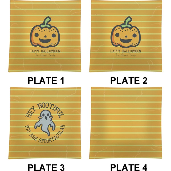 Halloween Pumpkin Set of Square Dinner Plates (Approval)
