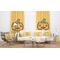 Halloween Pumpkin Sheer and Custom Curtains in Room with Matching Pillows