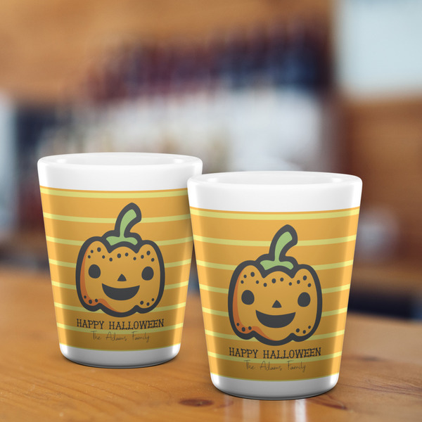 Halloween Pumpkin Shot Glass - White - LIFESTYLE