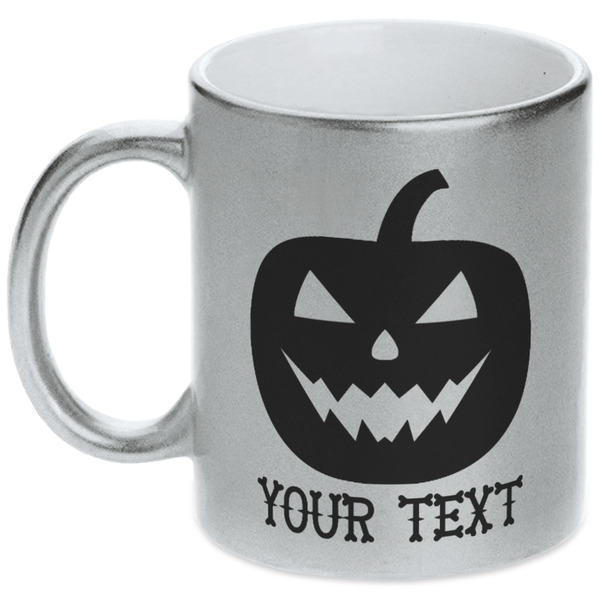 Custom Halloween Pumpkin Metallic Silver Mug (Personalized)