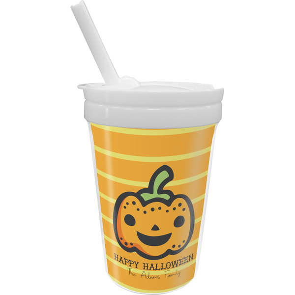 Custom Halloween Pumpkin Sippy Cup with Straw (Personalized)