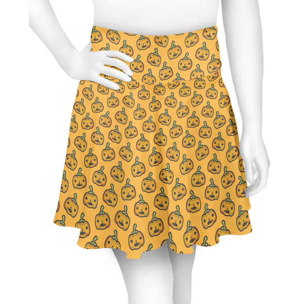 Custom Halloween Pumpkin Skater Skirt - Large