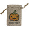 Halloween Pumpkin Small Burlap Gift Bag - Front (Personalized)
