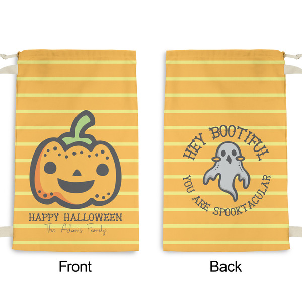 Halloween Pumpkin Small Laundry Bag - Front & Back View