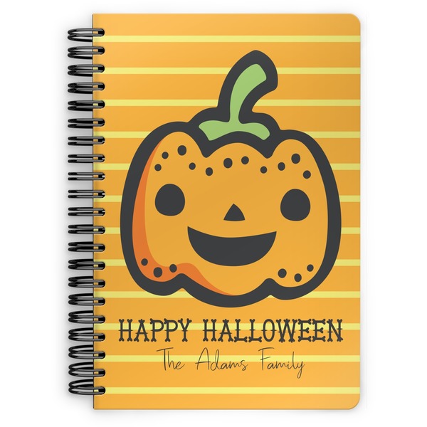 Custom Halloween Pumpkin Spiral Notebook - 7x10 w/ Name or Text