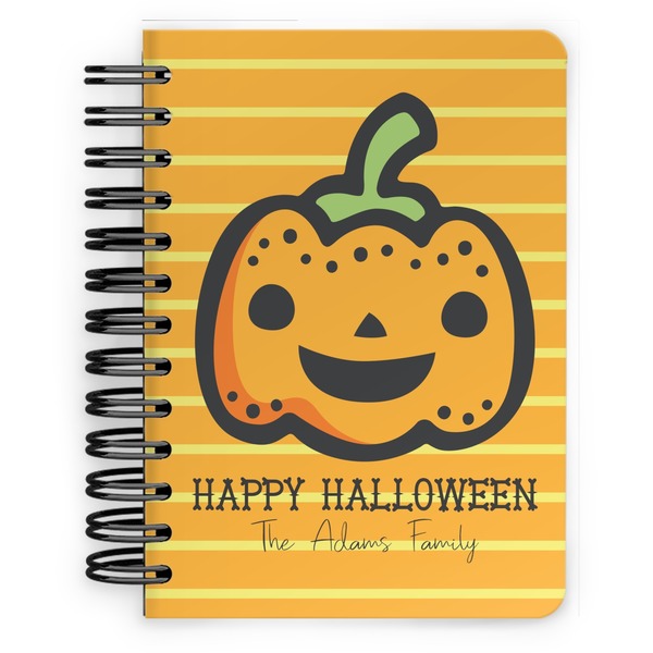 Custom Halloween Pumpkin Spiral Notebook - 5x7 w/ Name or Text
