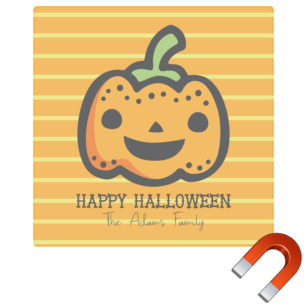Custom Halloween Pumpkin Square Car Magnet - 6" (Personalized)