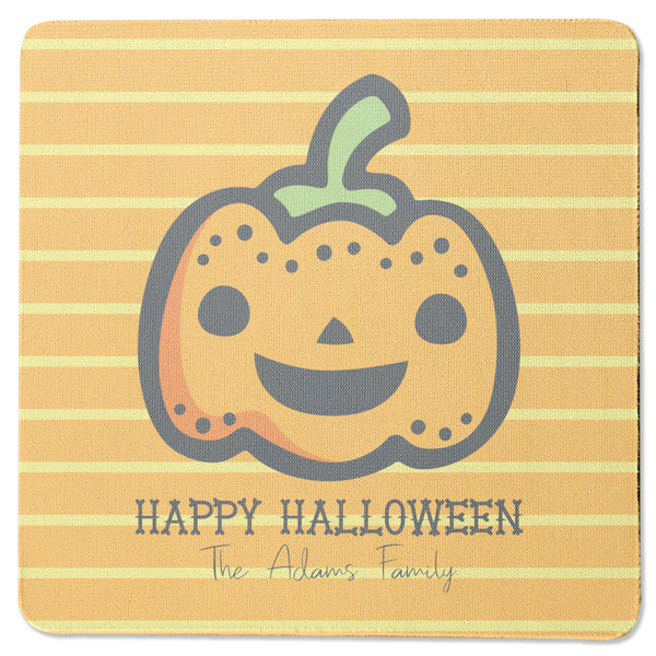 Custom Halloween Pumpkin Square Rubber Backed Coaster (Personalized)