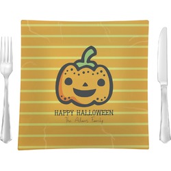 Halloween Pumpkin Glass Square Lunch / Dinner Plate 9.5" (Personalized)