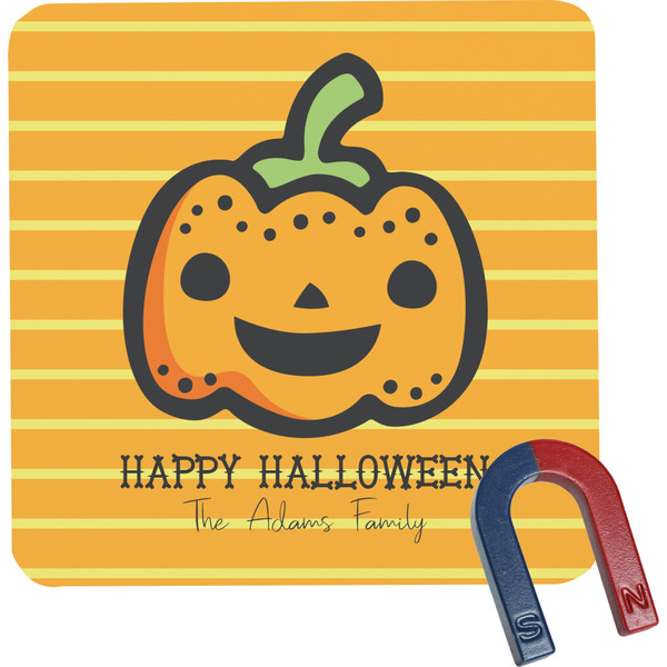 Custom Halloween Pumpkin Square Fridge Magnet (Personalized)