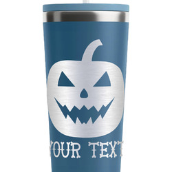 Halloween Pumpkin RTIC Everyday Tumbler with Straw - 28oz - Steel Blue - Double-Sided (Personalized)