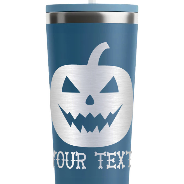 Halloween Pumpkin Steel Blue RTIC Everyday Tumbler - 28 oz. - Close Up
