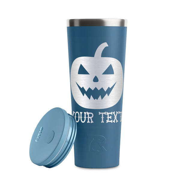 Halloween Pumpkin Steel Blue RTIC Everyday Tumbler - 28 oz. - Lid Off