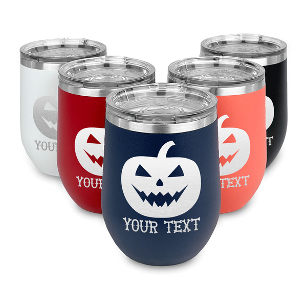 Halloween Pumpkin Steel Wine Tumblers Multiple Colors