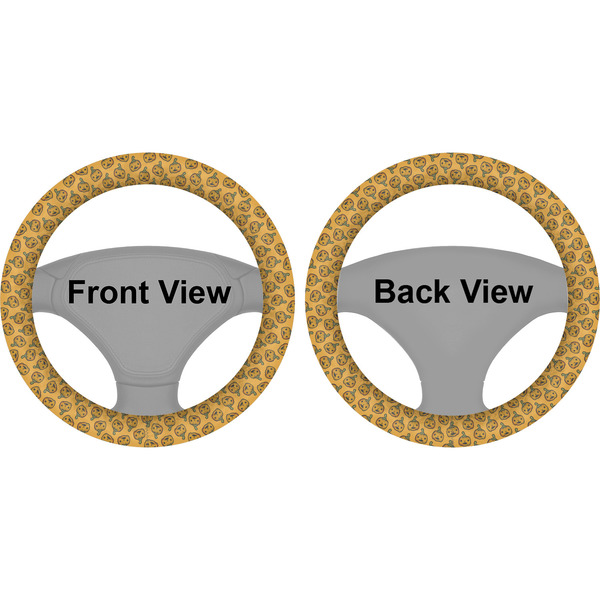Halloween Pumpkin Steering Wheel Cover- Front and Back