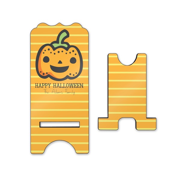 Halloween Pumpkin Stylized Phone Stand - Front & Back - Small
