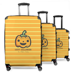 Halloween Pumpkin 3 Piece Luggage Set - 20" Carry On, 24" Medium Checked, 28" Large Checked (Personalized)