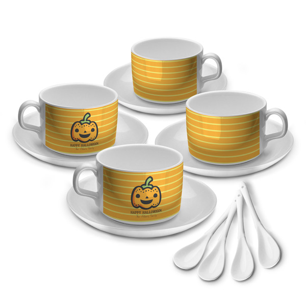 Custom Halloween Pumpkin Tea Cup - Set of 4 (Personalized)