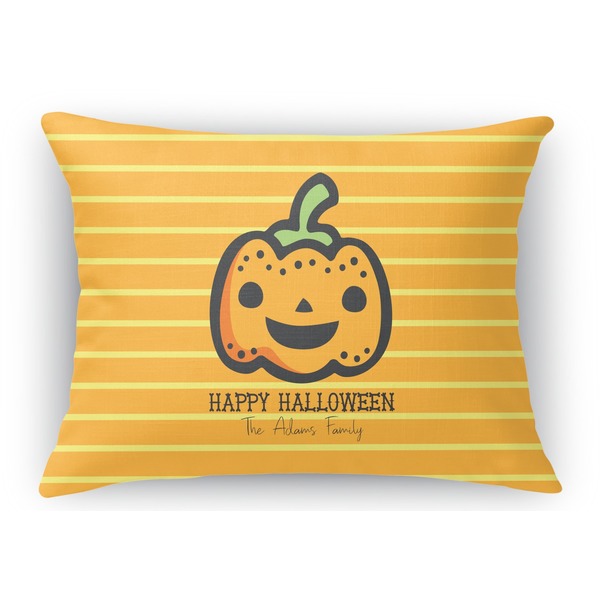 Custom Halloween Pumpkin Rectangular Throw Pillow Case - 12"x18" (Personalized)