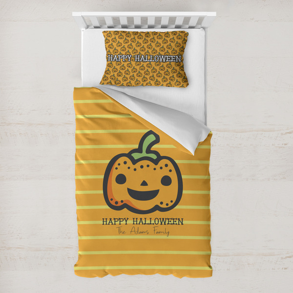 Custom Halloween Pumpkin Toddler Bedding w/ Name or Text