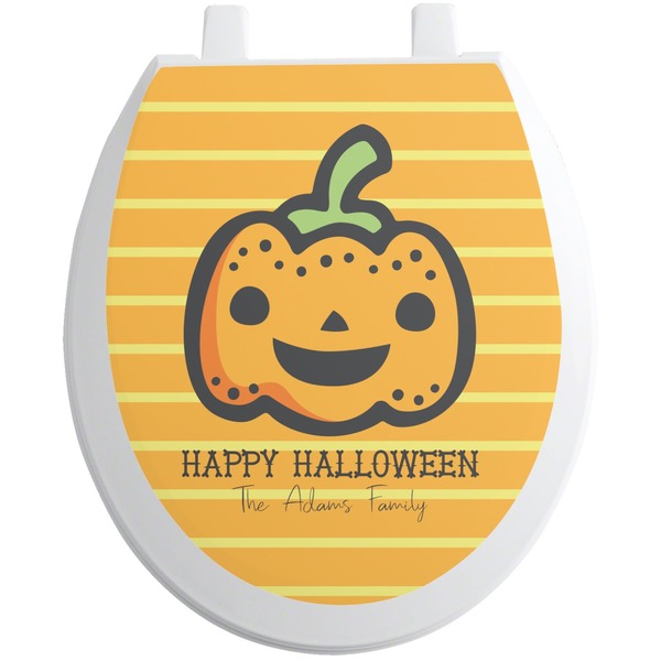 Custom Halloween Pumpkin Toilet Seat Decal - Round (Personalized)