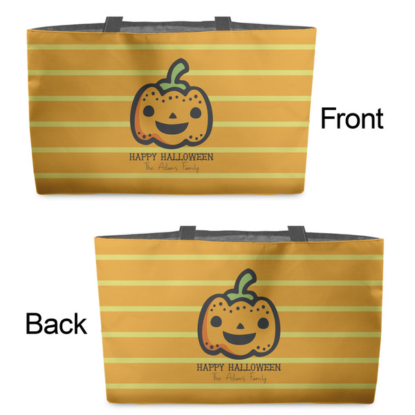 Halloween Pumpkin Tote w/Black Handles - Front & Back Views