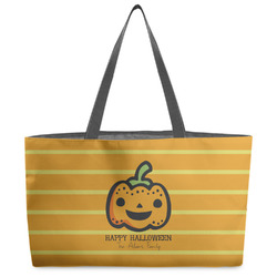 Halloween Pumpkin Beach Totes Bag - w/ Black Handles (Personalized)