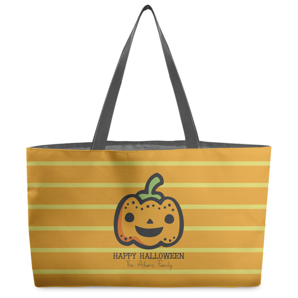 Custom Halloween Pumpkin Beach Totes Bag - w/ Black Handles (Personalized)